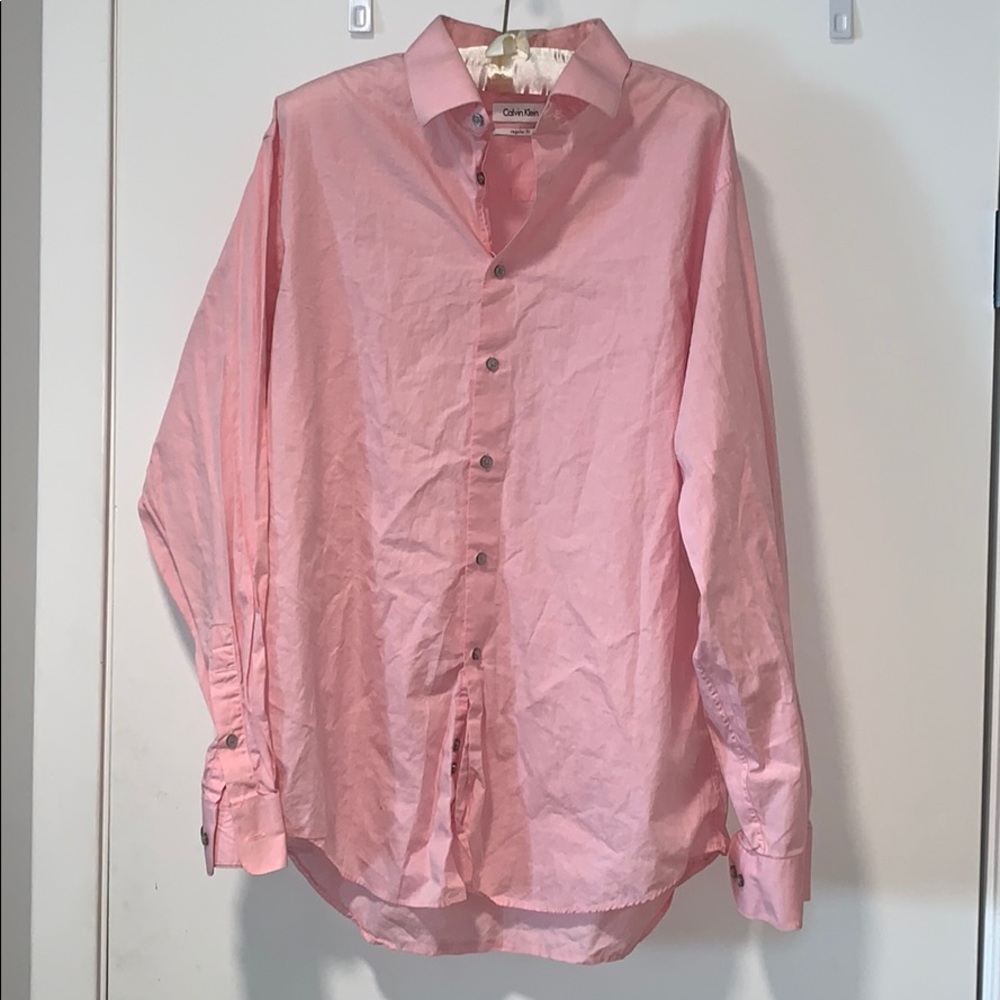Calvin Klein Men’s Regular Fit Pink Dress Shirt - Picture 2 of 7